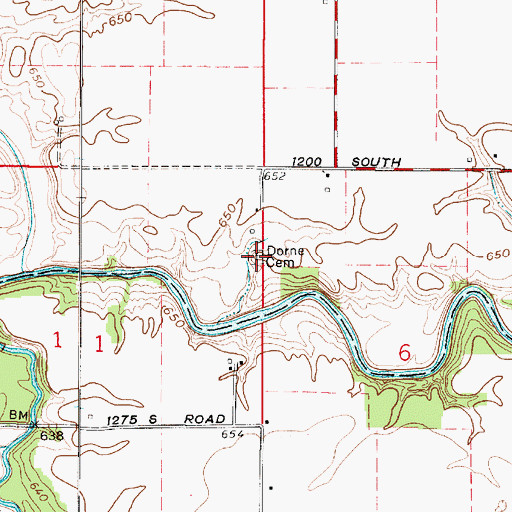 Topographic Map of Doran Cemetery, IN