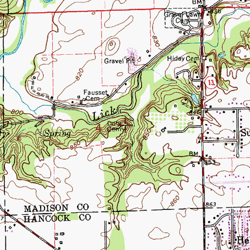 Topographic Map of Doty Cemetery, IN