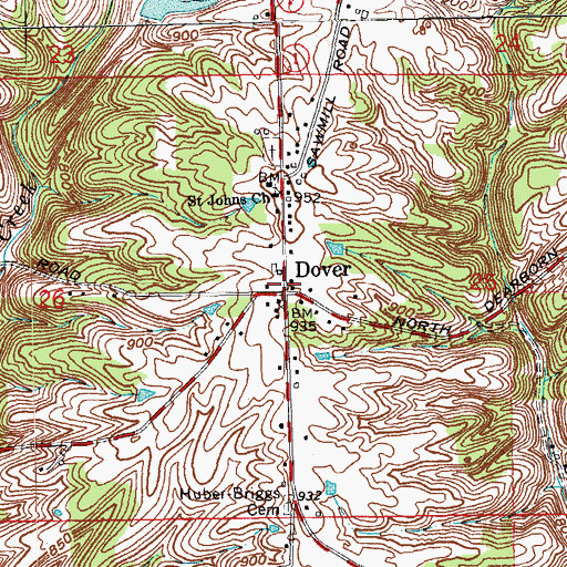 Topographic Map of Dover, IN