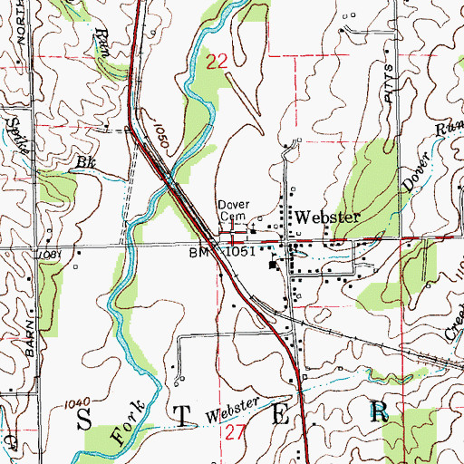 Topographic Map of Dover Cemetery, IN