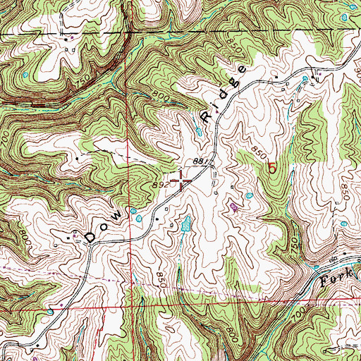Topographic Map of Dow Ridge, IN