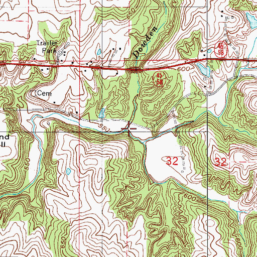 Topographic Map of Dowden Branch, IN