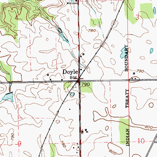 Topographic Map of Doyle, IN