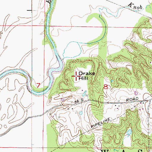Topographic Map of Drake Hill, IN