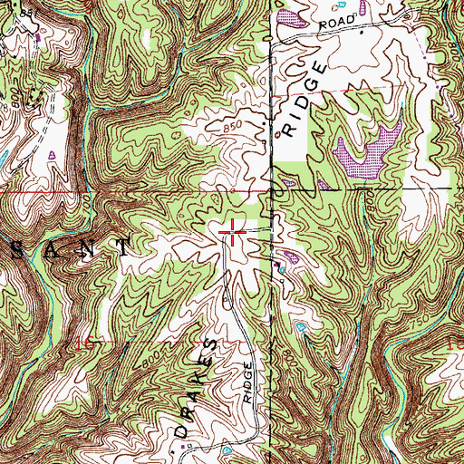 Topographic Map of Drakes Ridge, IN