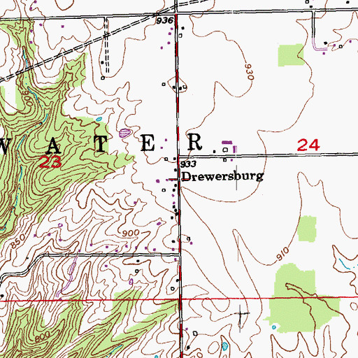 Topographic Map of Drewersburg, IN