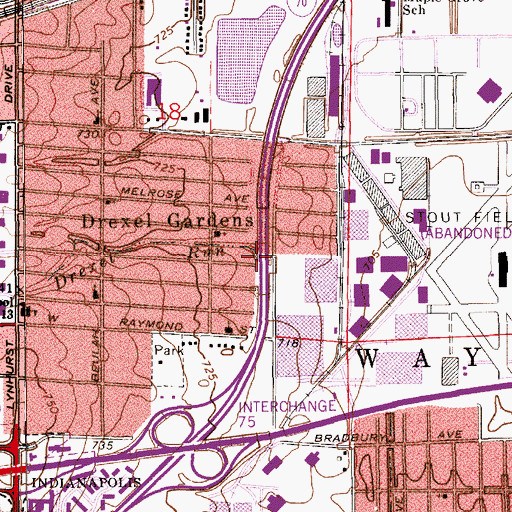 Topographic Map of Drexel Run, IN