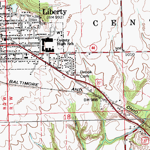 Topographic Map of Drook Cemetery, IN