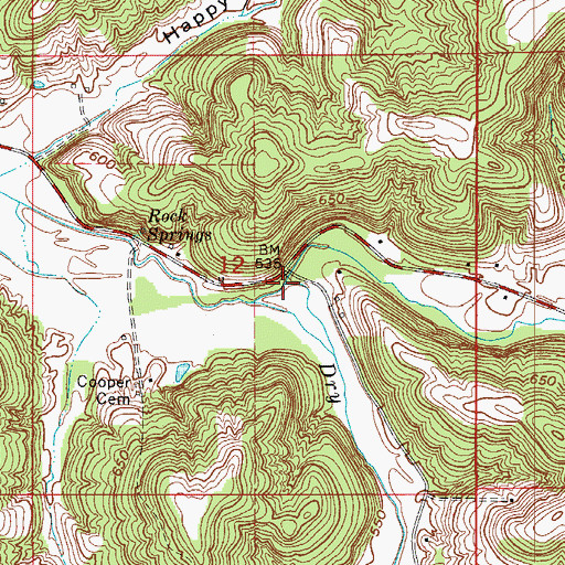 Topographic Map of Dry Branch, IN