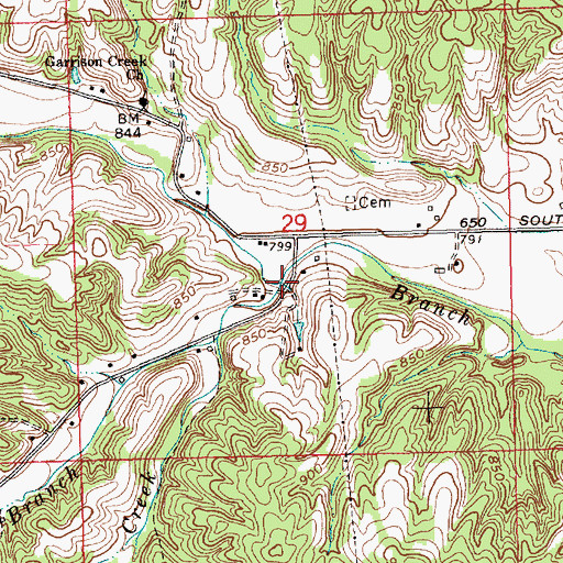 Topographic Map of Dry Branch, IN