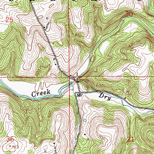 Topographic Map of Dry Branch, IN