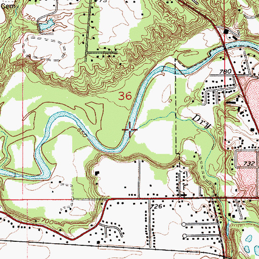 Topographic Map of Dry Branch, IN