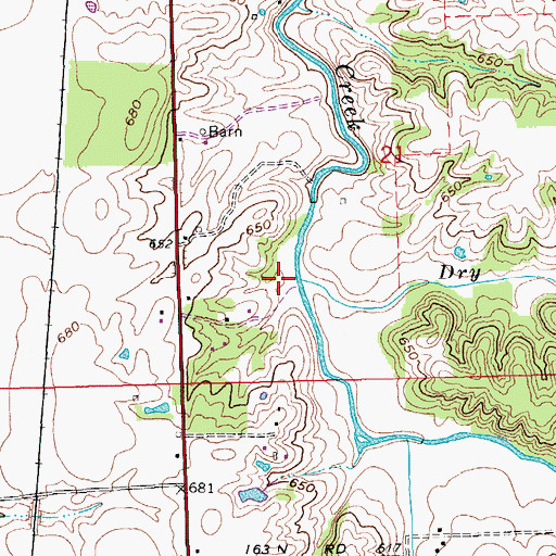 Topographic Map of Dry Branch, IN