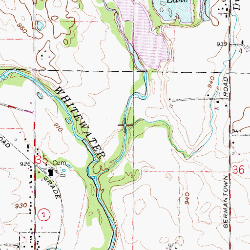 Topographic Map of Dry Branch, IN