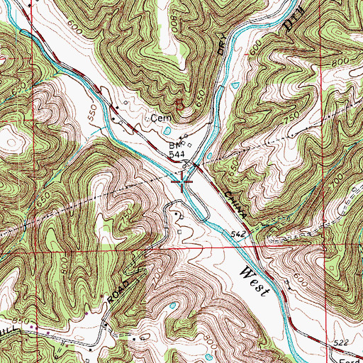 Topographic Map of Dry Fork, IN
