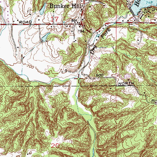 Topographic Map of Dry Fork, IN