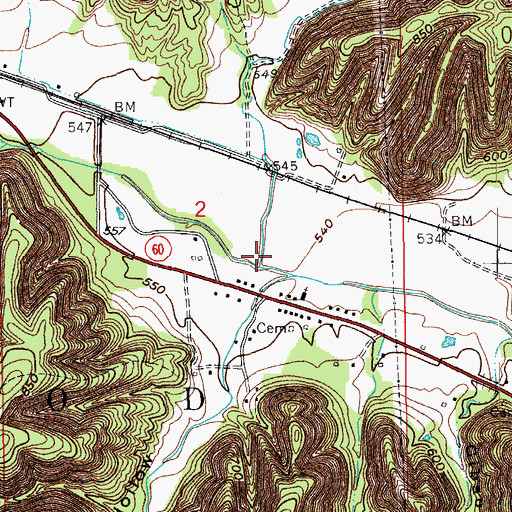 Topographic Map of Dry Fork, IN