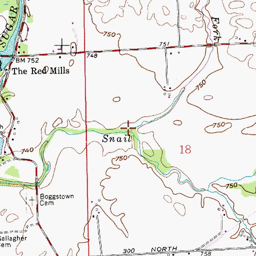Topographic Map of Dry Fork, IN