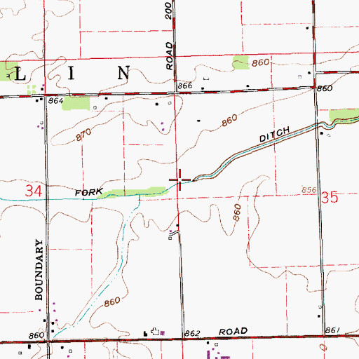 Topographic Map of Dry Fork Ditch, IN