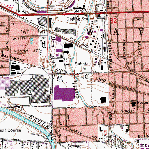 Topographic Map of Dry Run, IN