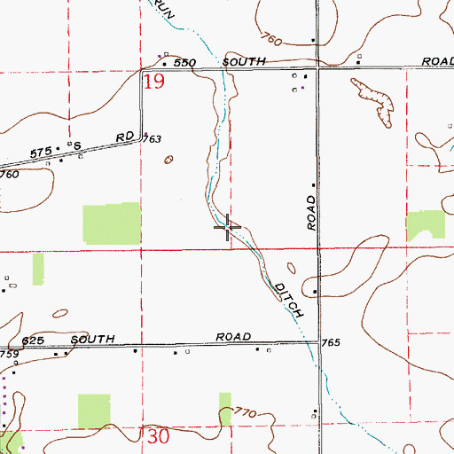 Topographic Map of Dry Run Ditch, IN