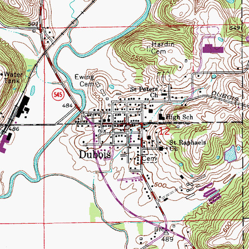 Topographic Map of Dubois, IN