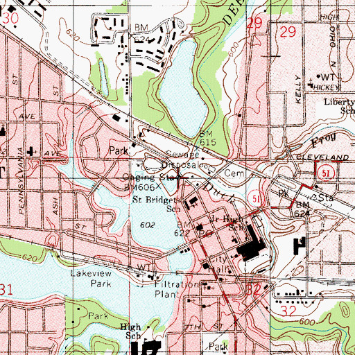 Topographic Map of Duck Creek, IN