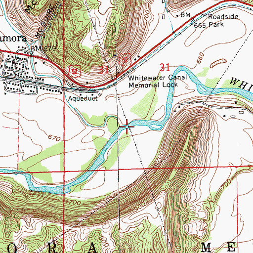 Topographic Map of Duck Creek, IN