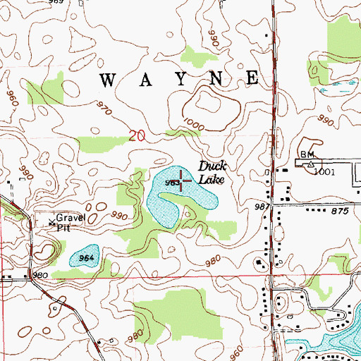 Topographic Map of Duck Lake, IN