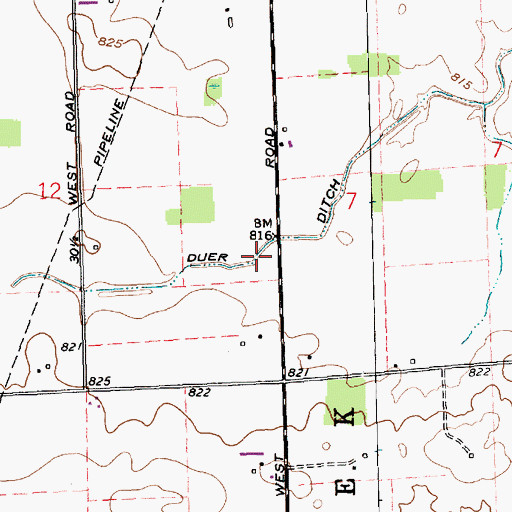 Topographic Map of Duer Ditch, IN