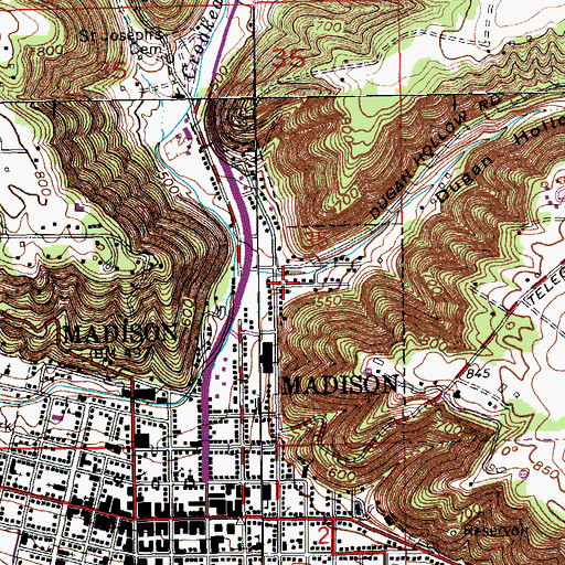 Topographic Map of Dugan Hollow, IN