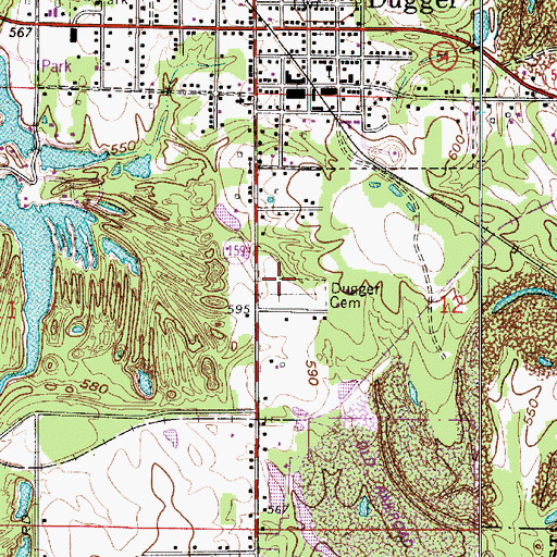 Topographic Map of Dugger Cemetery, IN