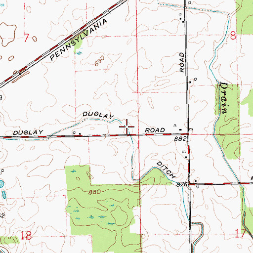 Topographic Map of Duglay Ditch, IN