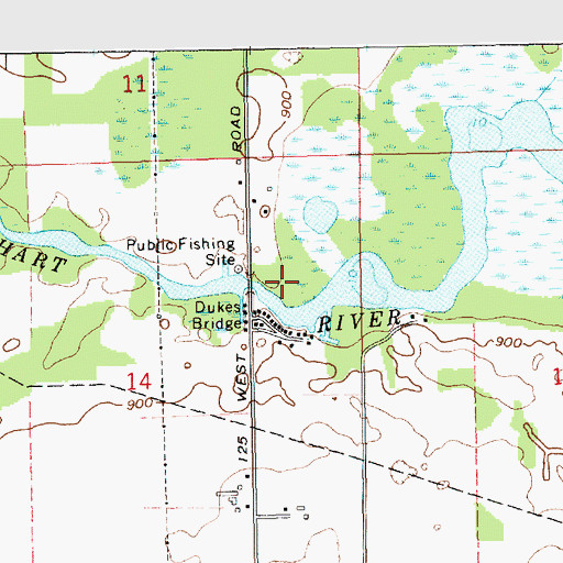 Topographic Map of Dukes Bridge, IN