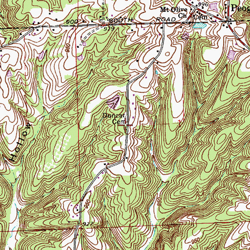 Topographic Map of Duncan Cemetery, IN