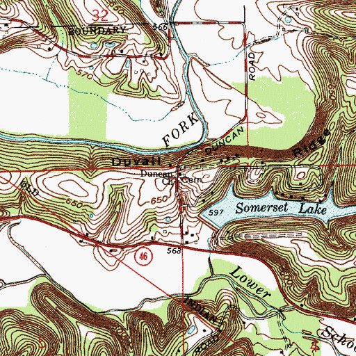 Topographic Map of Duncan Church, IN