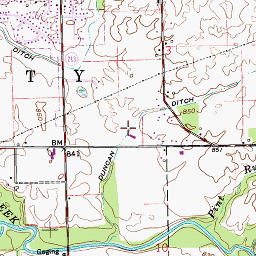 Topographic Map of Duncan Ditch, IN