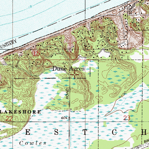 Topographic Map of Dune Acres, IN