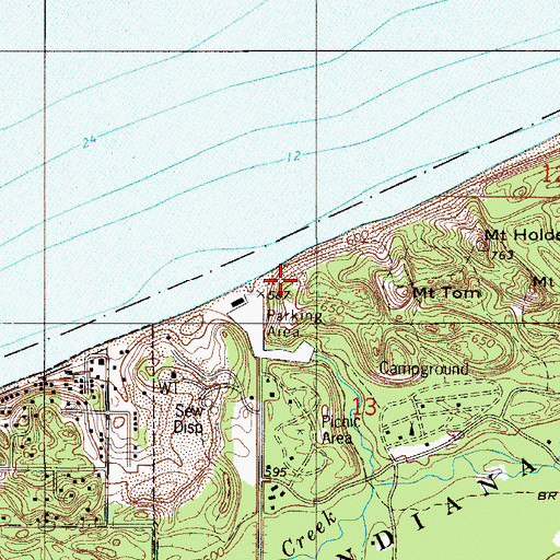 Topographic Map of Dunes Creek, IN