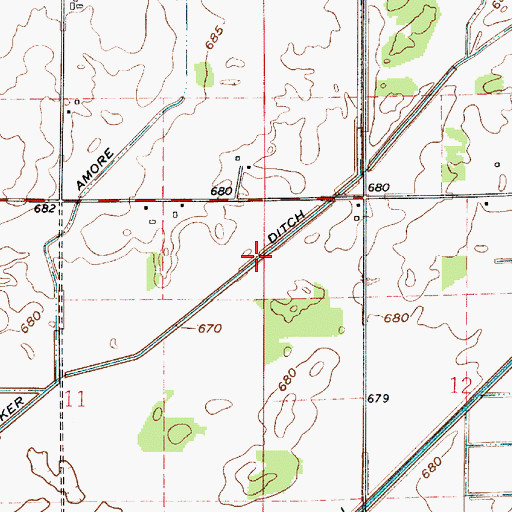 Topographic Map of Dunker Ditch, IN