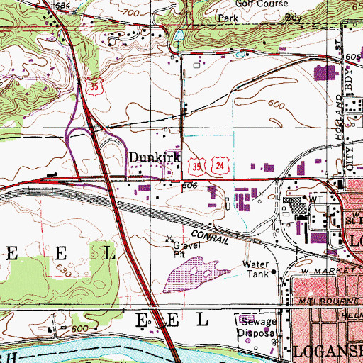 Topographic Map of Dunkirk, IN