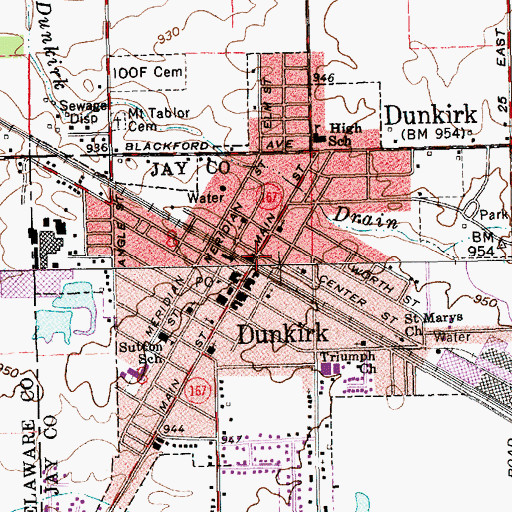 Topographic Map of Dunkirk, IN