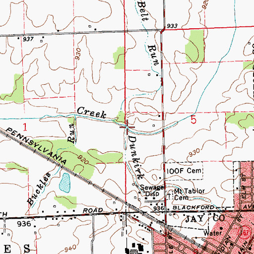 Topographic Map of Dunkirk Drain, IN