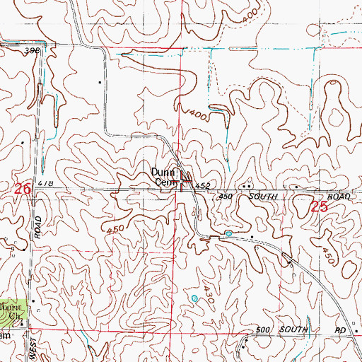Topographic Map of Dunn Cemetery, IN