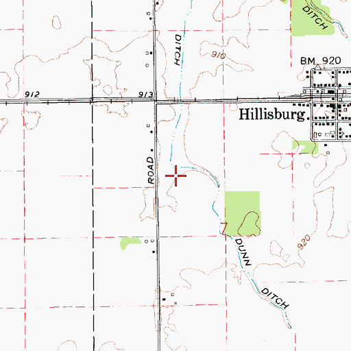 Topographic Map of Dunn Ditch, IN