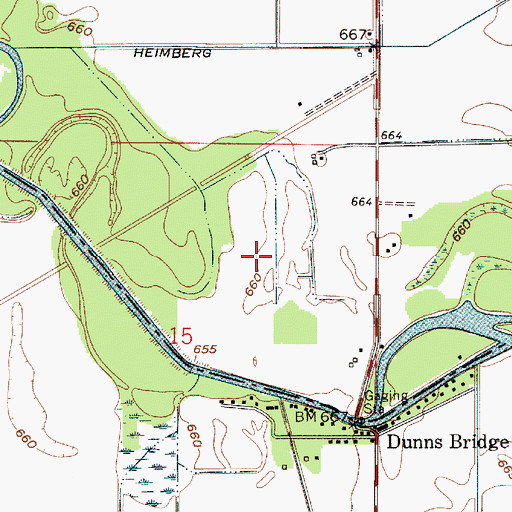 Topographic Map of Dunns Bridge, IN