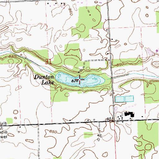 Topographic Map of Dunton Lake, IN