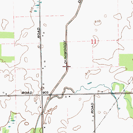Topographic Map of Dunwoody Ditch, IN