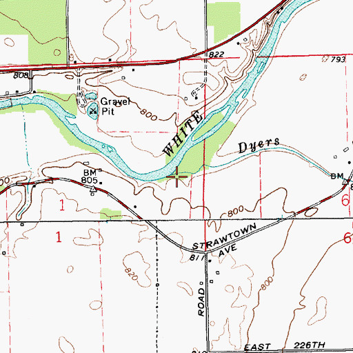 Topographic Map of Dyers Creek, IN