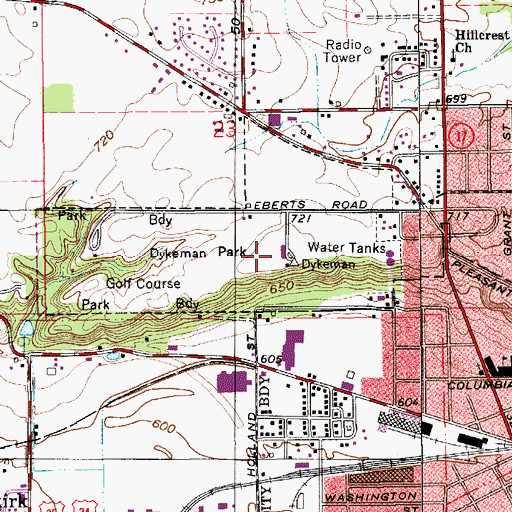 Topographic Map of Dykeman Park, IN